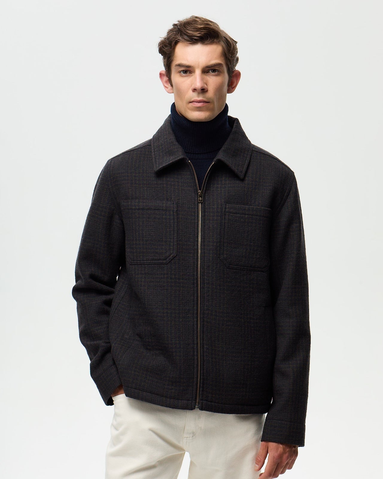 Blouson RIVOLI CARREAUX - Kaki/Encre