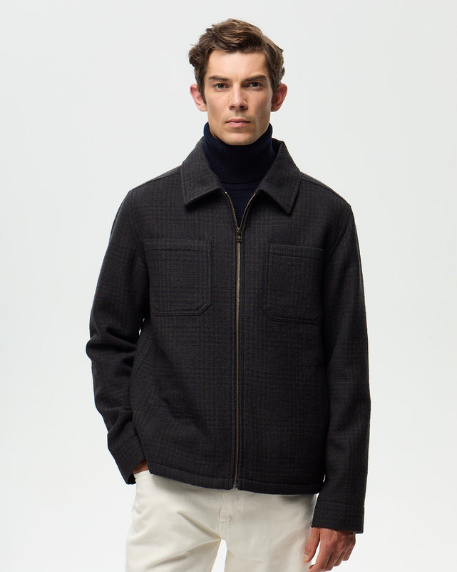Blouson RIVOLI CARREAUX - Kaki/Encre