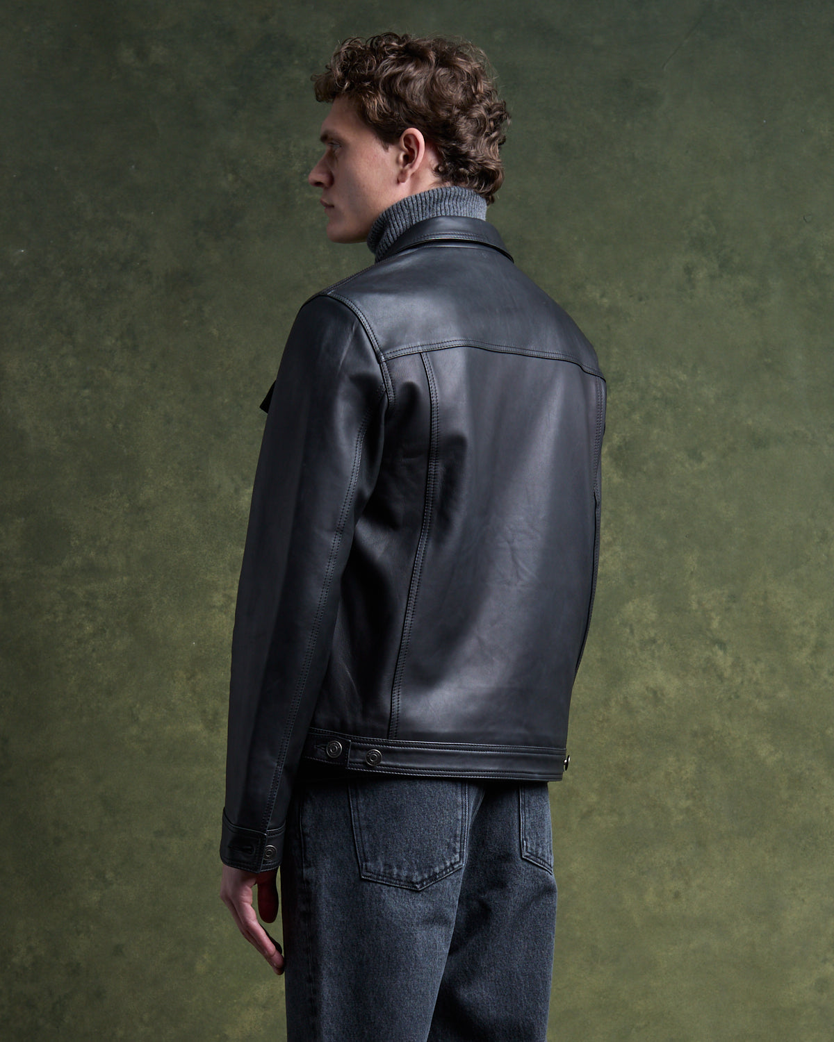 Blouson FINN Agneau plonge - Noir Onyx