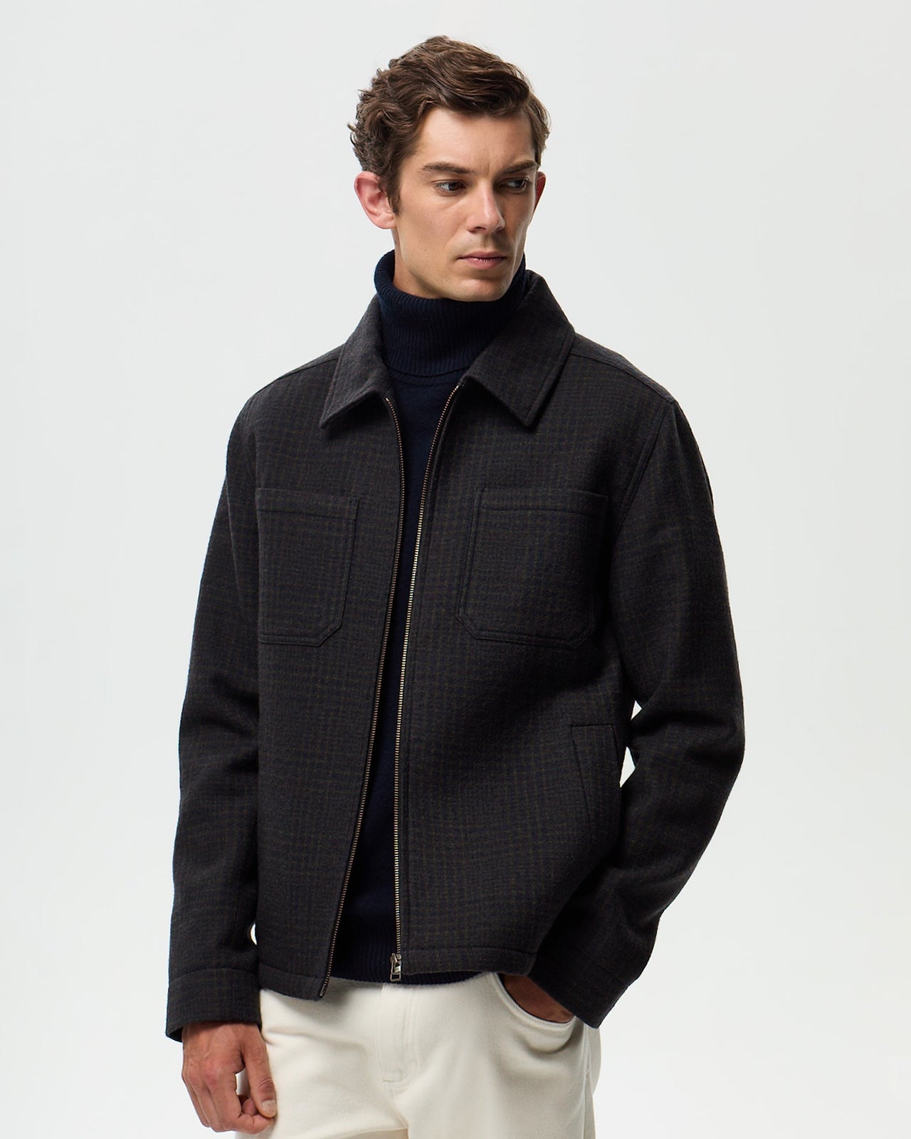 Blouson RIVOLI CARREAUX - Kaki/Encre